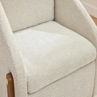 Fauteuil au style moderne pour salon, avec accoudoirs en bois et coussin de dossier, tissu chenille, 73,5x73,5x73,5 cm, Beige(m-6)