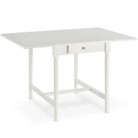 HOMCOM Table à manger 4 personnes avec rallonges dim. 115L x 78l x 76H cm tiroir intégré MDF pin blanc(m-9)