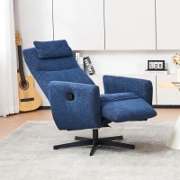 Fauteuil relax confortable avec fonction d'inclinaison, avec socle pivotant et dossier réglable, 67x80,5x110 cm, Bleu(m-5)
