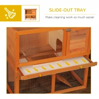 PawHut 2-Tier Rabbit Hutch Wooden Guinea Pig Hutch Double Decker Pet Cage Run with Sliding Tray(m-6)
