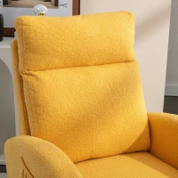 Sedia a dondolo moderna rivestita in tessuto Teddy con design ergonomico a schienale alto, per soggiorno e camera da letto, 71x96.5x101 cm, Giallo(m-7)