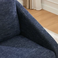 Fauteuil au style moderne pour salon, avec accoudoirs en bois et coussin de dossier, tissu chenille, 73,5x73,5x73,5 cm, Bleu(m-10)