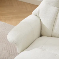 Fotoliu confortabil de relaxare cu funcție de masaj și încălzire, rotativ la 360°, spătar reglabil și taburet, material chenille, 81x83,5x111 cm, Alb(m-9)