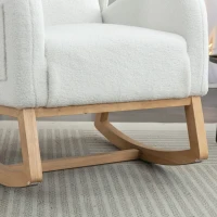 Scaun balansoar modern cu husă din material Teddy, fotoliu cu design ergonomic cu spătar înalt, pentru living și dormitor, 71x96,5x101 cm, Alb(m-8)