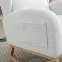 Scaun balansoar modern cu husă din material Teddy, fotoliu cu design ergonomic cu spătar înalt, pentru living și dormitor, 71x96,5x101 cm, Alb(m-7)