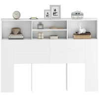 HOMCOM Testiera Letto con 4 Scomparti Aperti, 140 x 19 x 103,5 cm, Bianco(m-6)