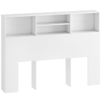 HOMCOM Bodenkopfteil mit Stauraum, Bettzubehör 4 offene Fächer, 140 x 19 x 103,5 cm, Weiß