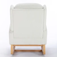 Scaun balansoar modern cu husă din material Teddy, fotoliu cu design ergonomic cu spătar înalt, pentru living și dormitor, 71x96,5x101 cm, Alb(m-12)