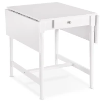 HOMCOM Table à manger 4 personnes avec rallonges dim. 115L x 78l x 76H cm tiroir intégré MDF pin blanc(m-1)