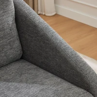 Fauteuil au style moderne pour salon, avec accoudoirs en bois et coussin de dossier, tissu chenille, 73,5x73,5x73,5 cm, Gris(m-9)