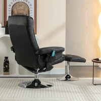 Massagesessel 5-Punkt Massage mit Heizfunktion und Ottomane 360° drehbar für Wohnzimmer und Schlafzimmer Schwarz(m-5)