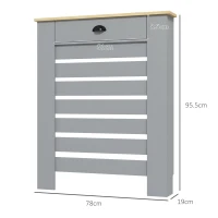 HOMCOM Cache-Radiateur en MDF à Lattes, Cache-Radiateur à Grille avec Tiroir, 78x19x95.5 cm, Gris(m-3)