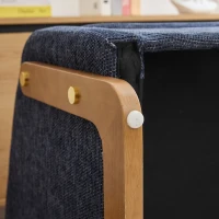 Fauteuil au style moderne pour salon, avec accoudoirs en bois et coussin de dossier, tissu chenille, 73,5x73,5x73,5 cm, Bleu(m-6)