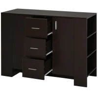 HOMCOM Sideboard, Kommode, Beistellschrank, Standschrank mit 2 Türen und 3 Schubladen, Dunkelkaffee, Spanplatte, 120 x 38 x 84 cm(m-11)
