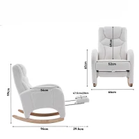 Silla Mecedora Sillón Relax con Reposabrazos Acolchado y Ergonómico para Sala de Estar y Dormitorio 66x96-125,5x99 cm Blanco(m-3)
