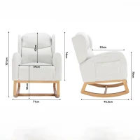 Scaun balansoar modern cu husă din material Teddy, fotoliu cu design ergonomic cu spătar înalt, pentru living și dormitor, 71x96,5x101 cm, Alb(m-3)