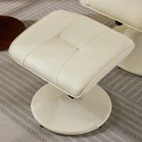 Poltrona massaggiante e reclinabile in tessuto PU con rotazione a 360° e poggiapiedi, 75x79.5x107 cm, Beige(m-7)