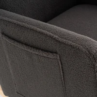 Sedia a dondolo con poggiapiedi e schienale alto, in tessuto Teddy, 67x96-127x96 cm, Grigio Scuro(m-10)