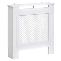 HOMCOM Cubre Radiadores, 78x19x82 cm, Cubierta para Radiador Moderna de MDF, con Estante Superior y Listones, para Salón, Dormitorio, Pasillo, Blanco