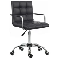 Vinsetto PU Leather Office Chair, Swivel Computer Chair with Arm, Wheels, Adjustable Height, Mid Back, Black(m-11)