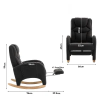 Poltrona relax a dondolo con braccioli, struttura imbottita ed ergonomica, 66x96-125.5x99 cm, Grigo Scuro(m-3)