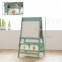 AIYAPLAY Cavalete de Pintura para Crianças 3 em 1 para Crianças acima de 3 Anos com Rolo de Papel e Cestos de Arrumação 54x46x94 cm Verde(m-3)