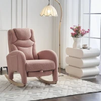 Silla Mecedora Sillón Relax con Reposabrazos Acolchado y Ergonómico para Sala de Estar y Dormitorio 66x96-125,5x99 cm Rosa(m-2)
