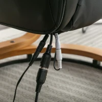 Poltrona massaggiante a 5 punti con base in legno curvato e rivestita in pelle PU, 67x85x103 cm, Nero(m-10)