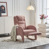 Silla Mecedora Sillón Relax con Reposabrazos Acolchado y Ergonómico para Sala de Estar y Dormitorio 66x96-125,5x99 cm Rosa(m-5)