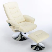 Fauteuil de massage en cuir PU, appareil de massage à 5 points et fonction chauffante, pivotant à 360°, pour salon et chambre, 79x79x106 cm, Beige(m-10)