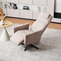 Fauteuil relax confortable avec fonction d'inclinaison, avec socle pivotant et dossier réglable, 67x80,5x110 cm, Gris(m-5)