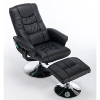 Massagesessel 5-Punkt Massage mit Heizfunktion und Ottomane 360° drehbar für Wohnzimmer und Schlafzimmer Schwarz(m-1)