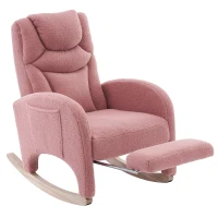 Silla Mecedora Sillón Relax con Reposabrazos Acolchado y Ergonómico para Sala de Estar y Dormitorio 66x96-125,5x99 cm Rosa(m-1)