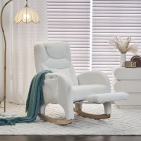 Silla Mecedora Sillón Relax con Reposabrazos Acolchado y Ergonómico para Sala de Estar y Dormitorio 66x96-125,5x99 cm Blanco(m-5)