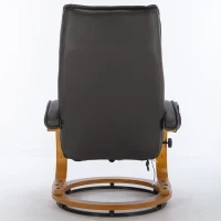 Poltrona massaggiante a 5 punti con base in legno curvato e rivestita in pelle PU, 67x85x103 cm, Marrone(m-12)