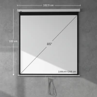 HOMCOM Telo per Proiettore 85" Rapporto 1:1, Fissaggio a Muro e Soffitto per Casa e Ufficio, Bianco(m-3)
