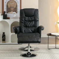Massagesessel 5-Punkt Massage mit Heizfunktion und Ottomane 360° drehbar für Wohnzimmer und Schlafzimmer Schwarz(m-2)