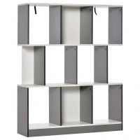HOMCOM 3-Tier 8-Cube Home Office Display Unit Bookcase Shelving Unit Contemporary Stylish Versatile Freestanding w/ Anti-Tipping Safety Grey White(m-1)