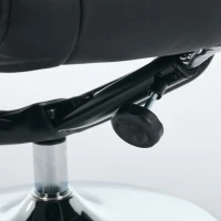 Poltrona relax, reclinabile e massaggiante a 5 punti, con funzione di riscaldamento elettrico e poggiapiedi, girevole a 360°, in tessuto PU, 75x76x103 cm, Nero(m-8)