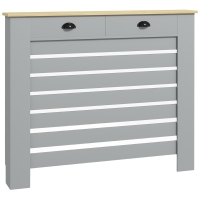 HOMCOM Cubierta de Radiador en MDF de Lamas, Cubierta de Calentador de Rejilla con 2 Cajones, 111x19x95.5 cm, Gris