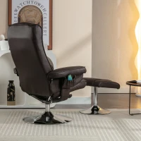 Poltrona massaggiante a 5 punti e riscaldante, girevole a 360°, rivestita in pelle PU, 79x79x106 cm, Marrone(m-6)
