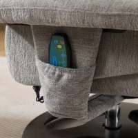 Poltrona relax girevole con funzione massaggiante e riscaldante, schienale e poggiapiedi regolabili, in chenille, 81x83.5x111 cm, Grigio(m-6)