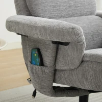 Fotoliu de relaxare cu funcție de înclinare și masaj în 5 puncte, fotoliu TV cu funcție de încălzire electrică și taburet, rotativ 360°, material chenille, 75,5x77x100 cm, Gri(m-8)