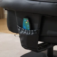 Poltrona massaggiante e reclinabile in tessuto PU con rotazione a 360° e poggiapiedi, 75x79.5x107 cm, Nero(m-6)