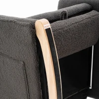 Sedia a dondolo con poggiapiedi e schienale alto, in tessuto Teddy, 67x96-127x96 cm, Grigio Scuro(m-9)