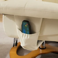 Poltrona relax girevole con funzione massaggiante e riscaldante, schienale e poggiapiedi regolabili, in tessuto PU, 81x83.5x111 cm, Bianco(m-7)