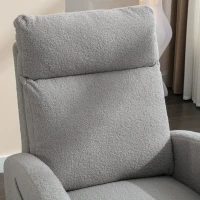 Sedia a dondolo moderna rivestita in tessuto Teddy con design ergonomico a schienale alto, per soggiorno e camera da letto, 71x96.5x101 cm, Grigio Chiaro(m-7)