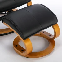 Poltrona massaggiante a 5 punti con base in legno curvato e rivestita in pelle PU, 67x85x103 cm, Nero(m-9)