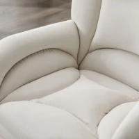 Silla Giratoria Ajustable en Altura en Tela de Terciopelo con Patas Doradas Diseño Ergonómico para Oficina y Dormitorio 62x64x88-97 cm Marfil(m-9)