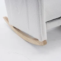 Scaun balansoar cu taburet, fotoliu de relaxare cu spătar înalt, material Teddy, 67x96-127x96 cm, Alb(m-9)